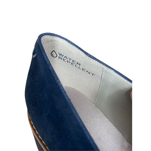 Vionic Willa Wedge Navy Blue Suede Water Repellent Slip On Loafer Shoes Sz 10 - Picture 8 of 11